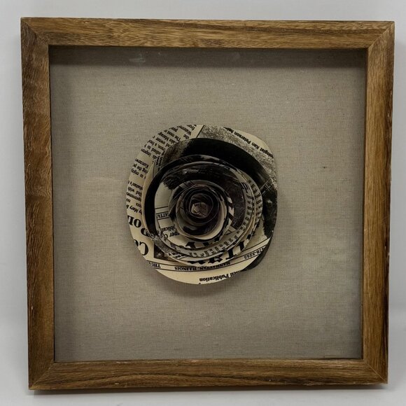 Wood Frame Glass Front Music Sheet Paper Flower Shadow Box 11" X 11"X 2" - Picture 1 of 4